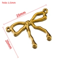 Golden stainless steel butterfly pendant with dimensions 28x20mm for jewelry making - Double Loop Smooth Style (Style B) / 5 Pieces / Gold