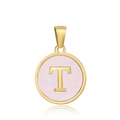 Collier plaqué or 18 carats avec pendentif lettre T et incrustation nacre rose - T-Coquille Rose