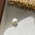 Collana in argento sterling S925 con ciondolo a perla bianca tonda e catenina in argento - Argento 925 / Oro Bianco