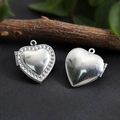 DIY silver stainless steel heart locket pendant with relief and polished finish - Rhinestone Mount Heart Locket 21*21mm / Hand Polishing