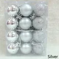 Silver 3cm Christmas ball set with glitter, matte and mirror finishes in 12-piece pack - 3cm Square Box / Silver