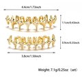 Detailed dimensions of gold hip hop grillz set with clear zircon stones on white background - Gold (Full Set)