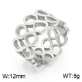 Anello infinito argento in acciaio inossidabile con doppia fila di zirconi, 12mm - US 6 / Stile geometrico traforato in acciaio (KR51575-K)