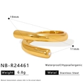 Detail of 6.8g gold spiral stainless steel ring with zircon accents and dimensions - Spiral Open Style (NB-R24461)