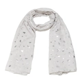 Close-up of silver Christmas tree and snowflake patterns on light gray festive scarf - 70*180cm / Light Gray