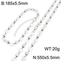 Set gioielli naso di maiale in acciaio inossidabile argento con zirconi, collana e bracciale - Stile Argento (KS228967-ZCG)