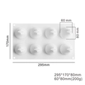 White 8-cavity fruit mousse silicone cake mold with 295x170mm dimension specifications - 8 Cavity Pear MCM-64