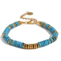 Bracelet bohème avec perles turquoise bleu ciel et entretoises plaquées or 18 carats - Or-Zirconia Turquoise