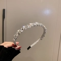 Elegant silver crown headband with sparkling crystals for luxury birthday party style - Pave Rhinestone Headband / Silver