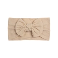 Soft nylon beige bow headband for babies and toddlers with elastic knitted fabric - Beige Coffee