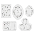 Lot de 5 moules en silicone de style baroque pour décoration de gâteaux et cadres - Style 6 (Ensemble de 5) / Gris