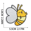 Detailed view of yellow cartoon bee embroidery patch with 5.8cm by 5.5cm dimensions - Little Bee Style (X15SD-09-20)