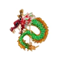 Retro colorful dragon enamel brooch pin for suits with red head and green body - Red Green and Gold
