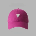 Rose purple cotton baseball cap with embroidered heart and minimalist sun protection brim - 55-59CM / Raspberry Purple