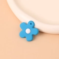 Blue flower silicone keychain pendant with white center for women bags and accessories - Blue Flower Only (Without Keychain)