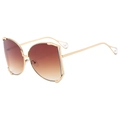 Fashionable oversized butterfly sunglasses with gold metal frame and pearl details - Gold Frame Tea Lens