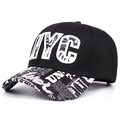 Hip hop snapback hat featuring black crown with NYC embroidery and graffiti printed brim - Black
