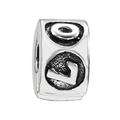 Polished silver metal bead charm featuring an embossed number 20 for DIY bracelets - 059-Stopper (Silver 20th Anniversary Relief)