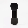 Pennello trucco doppio con setole nere morbide e spugna per fondotinta e polvere - Pennello per Cipria e Fondotinta con Spugna a Doppia Punta / Nero