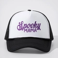 Cappellino trucker bicolore con pannello bianco e ricamo viola Spooky MAMA - Taglia unica / Nero e Bianco con Logo Viola