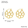 Exaggerated 18K gold plated stainless steel hollow flower hoop earrings for women - Hollow Flower Style (KD004)