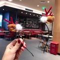 Christmas reindeer antler headband with brown plush ears and white pompom detail - White Ball Red Antlers