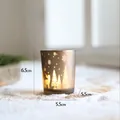 Bronze frosted glass Christmas candle holder with reindeer and tree pattern, 6.5cm height - Champagne Frosted Hollow Glass (No Candle)