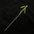 Minimalist light green bamboo-shaped hair pin with translucent jade-like leaf design - Three Leaves Hair Stick