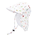 Detail of baby sun hat with insect prints, wide brim, and adjustable neck protector - 50cm (1-3 Years) / Dragonfly & Ladybug