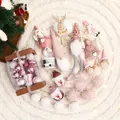 Pink and white Christmas tree ornament set including plush angels and sequin baubles - 21-Piece Set / Pink Jewelry Set