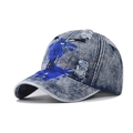 Casquette de baseball en jean délavé avec motif mouton graffiti bleu et style streetwear - Mouton Daidai Denim Clair