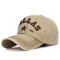Vintage khaki washed baseball cap with Dallas 1841 embroidery and distressed finish - Adjustable / Beige