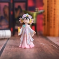 Exquisite Tang Dynasty lady resin figurine holding a scroll with floral headpiece - 1218-3A Mini Holding Book
