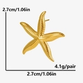 Pendientes de estrella de mar en acero 304 dorado, textura fina, talla 2,7x2,7 cm - Pendientes de Botón de Estrella de Mar / Dorado