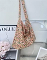 Chic floral knit tote bag with pink and yellow flower patterns on a stylish shoulder bag - Pink Yellow Green Floral(47#)