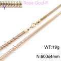 4mm wide rose gold snake chain necklace with 600mm length and a lobster clasp closure - Rose Gold 4mmx600mm(KN203800-Z)