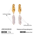 Orecchini pendenti in acciaio inossidabile dorato con perla e misure dimensionali - Oro con bianco perla