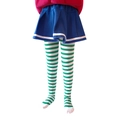 Children's elastic green and white striped tights for Halloween costume outfit - 6-8 Years / Green and White Striped