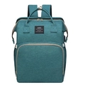Multifunctional teal diaper backpack with canvas texture and durable shoulder straps - Green