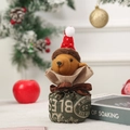 Christmas bear plush drawstring gift bag with BLESS lettering and festive holiday accents - English Print Bear