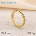 3mm gouden roestvrijstalen ring met micro-pave kristallen en gepolijste afwerking - US 6 / Goud