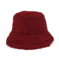 Sombrero de pescador de lana de cordero en color burdeos con textura cálida - M(56-58cm) / Rojo oscuro