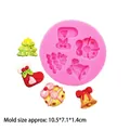 Roze siliconen vorm voor kerstboom en bellen voor DIY bakdecoraties - Multi Patroon Rechthoekige Stijl (15-221) / Roze