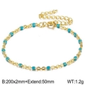 Minimalist gold titanium necklace with turquoise resin beads and adjustable chain extension - 200*2mm (Bracelet) / Blue