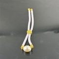 Adjustable Milanese rope bracelet featuring a large white pearl and gold metal hardware - White