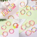 Colorful macaron beaded children's bracelet set with cute heart and flower charms - C11 Dopamine Bracelet