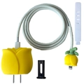 Yellow tulip style silicone protector set for 20W charger with spiral cable wrap - Tulip Yellow / Five-Piece Set