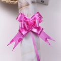 Pink ribbon pull bow with heart print for gift packaging and holiday decoration - Rose Red Heart