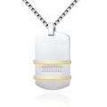 Silver shield pendant necklace for men with gold bars and small diamond accents - Style 1 (Shield Two-tone Diamond)