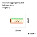 Detailed size specifications of Love Evil Eye slider bead in copper gold plating - PT0064-Mint Green Pink LOVE Bead